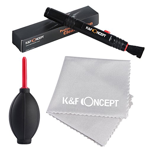 K&F Concept - Kit de Limpieza 3 en 1 Cleaning Kit Incluye (Pluma de Limpieza + Soplador de Aire + Paño de Limpieza) para Canon Nikon Sony DSLR Cámaras