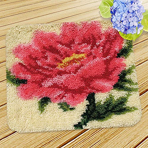 Kit de Gancho de pestillo DIY artesanía Alfombra abrigado Conjunto de Bordados de Flores Alfombra de Ganchillo para niños Adultos 17.7''x17.7 '', b (Color : A)