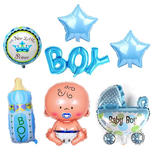 Kitchen-dream 7 Piezas Baby Helium Balloon, Baby Boy Helium Balloon, Foil Balloon Baby Shower, Baby Shower Party and Decoration