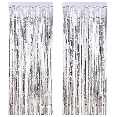 knowing 2 cortinas de lámina metálica, para decoración de ceremonias nupciales (plata)