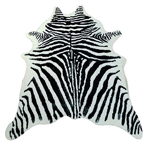 KOOCO Impreso de Vaca Alfombra de Cuero de Vaca alfombras de Piel sintética de Animales de Gran tamaño 2x1.5m Mat Animal marrón imitación de Cuero de Forma Natural Keskin Mat, 200x150cm Zebra