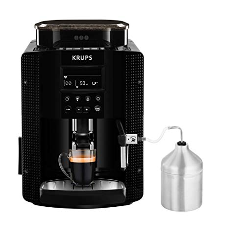 Krups Essential EA81M8 - Cafetera superautomática, accesorio leche, depósito de agua 1.7 l, 3 niveles de temperatura, 3 texturas de molienda, de 1450 W