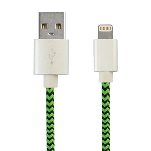 Ksix Sport - Cable de datos y carga (Lightning y USB, para iPhone 7, 6, SE, 5), color verde