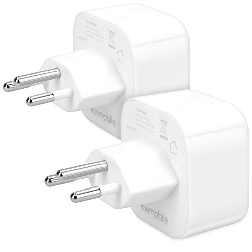 kwmobile 2 Adaptadores de Viaje Suiza Tipo J - 2X Adaptador Enchufe schuko - Conector para El Salvador Etiopía - Conectores de enchufes en Blanco