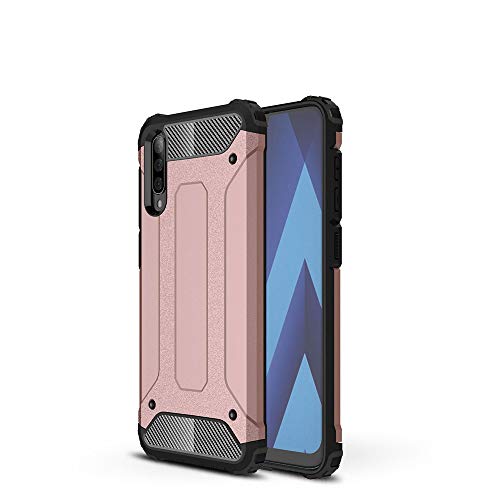 LAGUI Adecuado para Samsung Galaxy A30s Funda, Robusto Carcasa TPU/PC de Doble Capa al Aire Libre, Oro Rosa