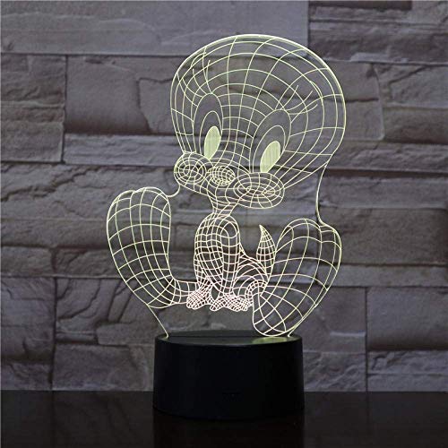 Lámpara de ilusión 3D Luz de noche Led TweetyBird Sensor táctil USB Decoración para bebés Regalo para niños Figura de dibujos animados Piolín Lámpara de mesa Dormitorio