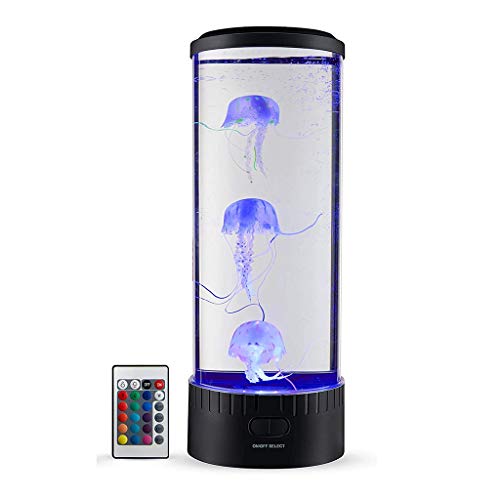 Lámpara LED de Lava de Medusas para Acuario Lámparas de Noche de Decoración Grande 20 Luz Que Cambia de Color Lámpara de Humor Eléctrica USB Remota Regalo de Acuario para Niños (Size : 35cm/13.8in)