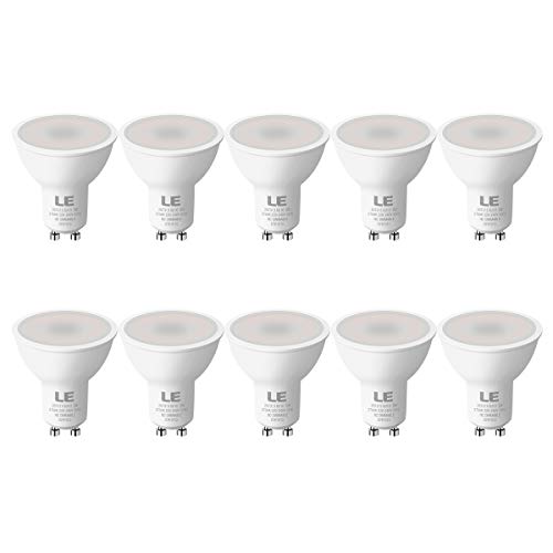 LE Bombilla LED GU10, 5W 450 lúmen, 2700K Blanco cálido Lámpara LED GU10, Ahorro de energía reemplaza Las Bombillas halógenas de 50W, Bombillas GU10 de ángulo de Haz de 100°, Paquete de 10