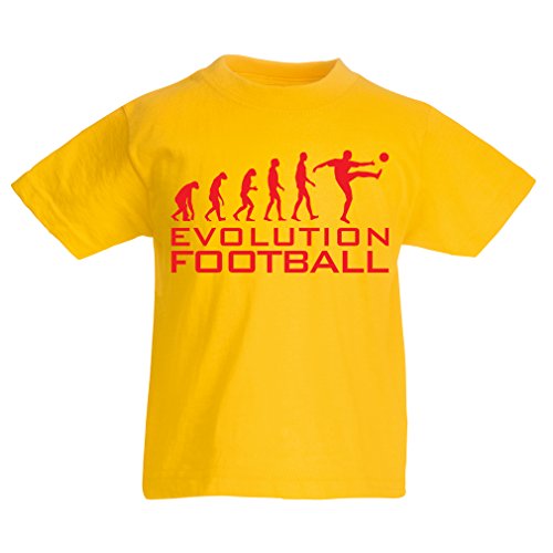 lepni.me Camiseta para Niño/Niña La evolución del fútbol - Camiseta de fanático del Equipo de fútbol de la Copa Mundial (12-13 Years Amarillo Rojo)