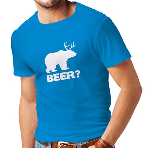 lepni.me Camisetas Hombre El Oso - Regalo para el Amante de la Cerveza, Diseño Paródico Divertido (XX-Large Azul Blanco)