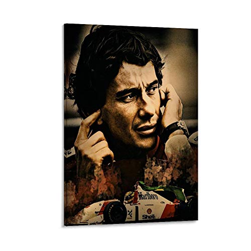 LIANGBO Ayrton Senna Mclaren - Póster decorativo de lienzo para pared de salón, póster para dormitorio, 60 x 90 cm