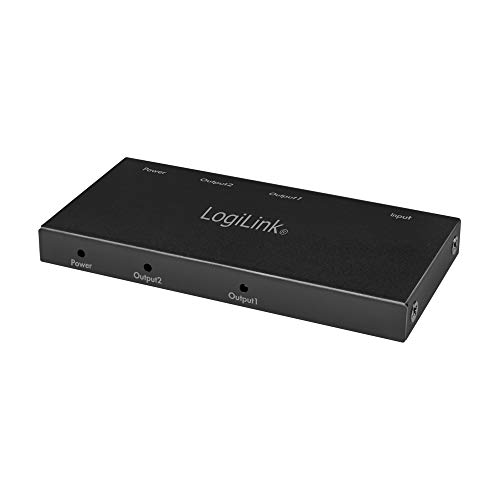 LogiLink CV0140 - Conmutador HD 4K Pro (Ultrafino, 1 Entrada HDMI a 2 Salidas HMDI con HDCP 2.2)
