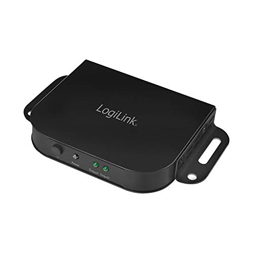 LogiLink CV0142 - Conmutador HD 4K Pro (Ultrafino, 1 Entrada HDMI a 2 Salidas HMDI con HDCP 2.2 y Soporte de Montaje)