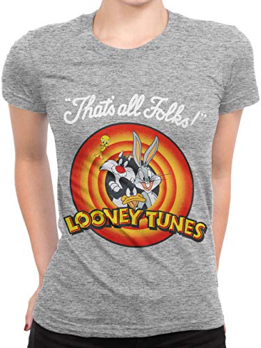 Looney Tunes Camiseta para Mujer Gris Medium