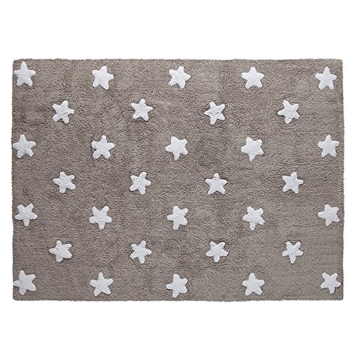 Lorena Canals - Alfombra Lavable (Lino), diseño de Estrellas, Color Blanco Lorena Canals - Alfombra Lavable (Lino), diseño de Estrellas, Color Blanco