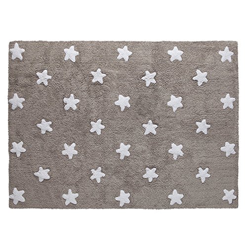 Lorena Canals - Alfombra Lavable (Lino), diseño de Estrellas, Color Blanco