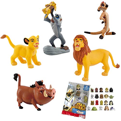 Lote 5 Figuras Comansi EL Rey Leon. Simba Cachorro - Simba Adulto - Timón - Pumba - Rafiki + Regalo