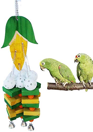 L.TSA Bloques de construcción Kid's Big Parrot Corn Skewer Juguete mordiente de Madera Grey Parrot Alex Sun Building Block Biting String (3 Piezas) (Color: Multicolor, Tamaño: tamaño Libre)
