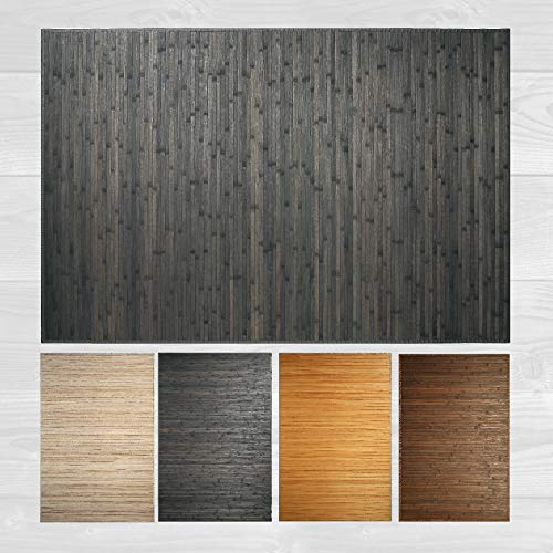 LucaHome – Alfombra bambú Uganda Ideal para Interior o Exterior, Alfombra bambú para Cocina, salón, despacho, Dormitorio con Cenefa, Alfombra de bambú Antideslizante (Dark Grey, 160x230cm)