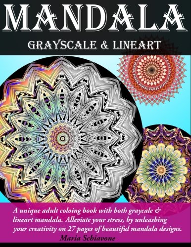 Mandala Grayscale & Lineart: Adult coloring book