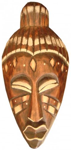 Máscara de madera hecha a mano en Bali, longitud 20 cm