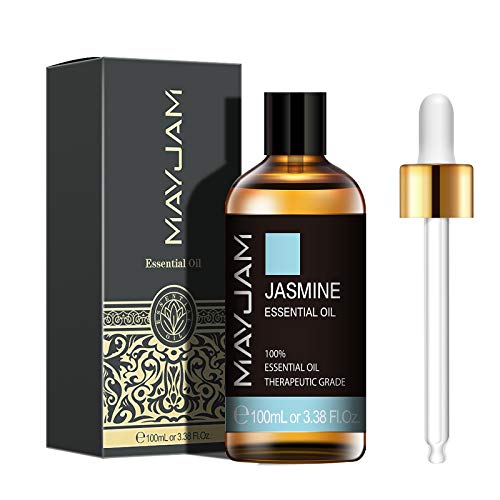 MAYJAM Aceites Esenciales de Jazmín 100 ml, 100% Aceites Esenciales Naturales Puros, Aceite Esencial de Aromaterapia de Grado Terapéutico, Aceites de Fragancia para Difusor Humidificador Relajación MAYJAM Aceites Esenciales de Jazmín 100 ml, 100% Aceites Esenciales Naturales Puros, Aceite Esencial de Aromaterapia de Grado Terapéutico, Aceites de Fragancia para Difusor Humidificador Relajación