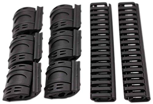 MAYMOC (negro) 4 x AEG 20mm goma Rail cubre guardamanos escalera RIS Airsoft estilo Ensenada + 16 x Tan Airsoft XTM Handguard Rail cubre paneles