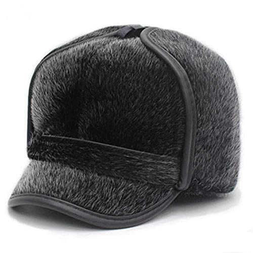 MCSZG Hombres de Invierno Sombrero Ruso Sombrero de Piel sintética Sombreros de papá de Piel de Moda Sombreros de Bombardero Ushanka Gorra de Invierno de Solapa de Oreja para Hombres Mayores