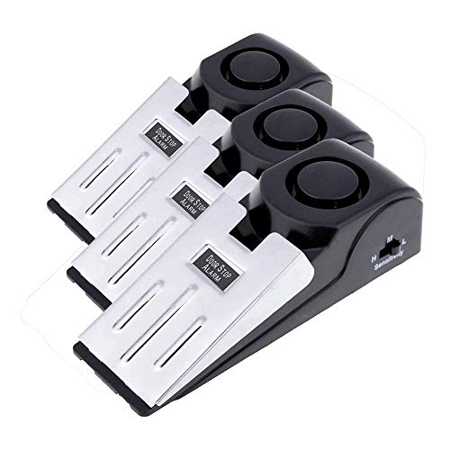 Mengshen 3-Pack de Seguridad de la cuña de la Puerta de Detener la Alarma de tapón de Bloqueo de Viajes de Seguridad de la casa de Alerta 120db (Paquete de 3) MS-M68