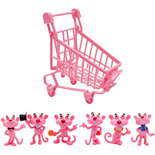 Mini Juego de Figuras Decoración para Tartas YUESEN 6pcs Pantera Rosa Caricatura Cake Topper Mini Juguetes Baby Shower Fiesta de cumpleaños Pastel Decoración Suministros para Adorno de Torta