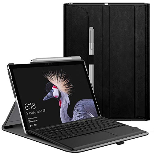 MoKo Funda para Microsoft Surface Pro 7/6, Funda Ultra Liviano con Pencil Holder portatarjetas Portafolio Compatible con Surface Pro 6 / Pro 5 / Pro 4 / Pro LTE/Pro 2017 - Negro