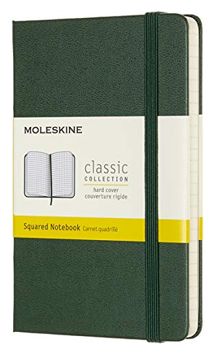 Moleskine - Cuaderno Clásico con Hojas Cuadriculadas, Tapa Dura y Cierre Elástico, Color Verde Mirto, Tamaño Pequeño 9 x 14 cm, 192 Hojas