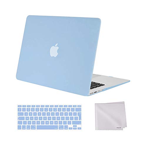 MOSISO Funda Dura Compatible con Macbook Air 13(A1369/A1466, Versión 2010-2017), Carcasa Rígida de Plástico Protectora &Teclado Cubierta&Paño de Limpieza,Azul Aireado
