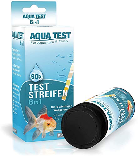 Mr. Petz Aqua Test - 60 Tiras de medición Test Agua Acuario - Kit Acuario de Prueba rápida 6 en 1 - Accesorios para acuarios y terrarios Tropicales Agua Salada o Fría - 6 Indicadores Calidad del Agua