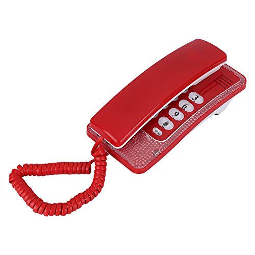 Mugast Telefono con Cable Fijo en Mesa o Pared con Funcion de Flash Silencio y Reproduccion Ahorro Energia y Protector Medio Ambiente Eleccion de Tres Colores(Rojo)