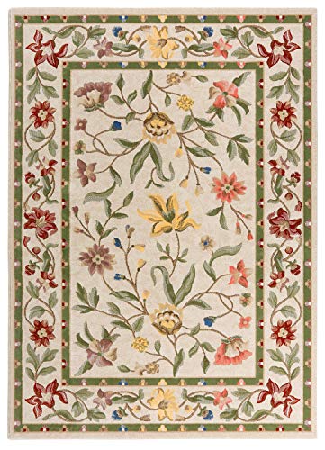 Mundoalfombra Alfombra de Lana Diseño de Flores y Hojas - Medidas para salón Comedor - Fabricada en España - Modelo Cordoba 15 Mundoalfombra Alfombra de Lana Diseño de Flores y Hojas - Medidas para salón Comedor - Fabricada en España - Modelo Cordoba 15
