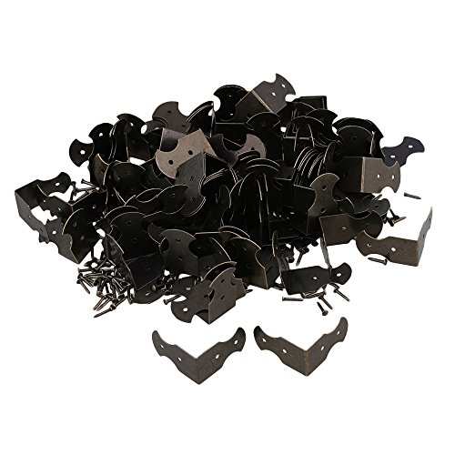 Mxfans - Juego de 100 protectores de esquinas para esquinas de cajas de 2 x 1,3 cm, color bronce Mxfans - Juego de 100 protectores de esquinas para esquinas de cajas de 2 x 1,3 cm, color bronce