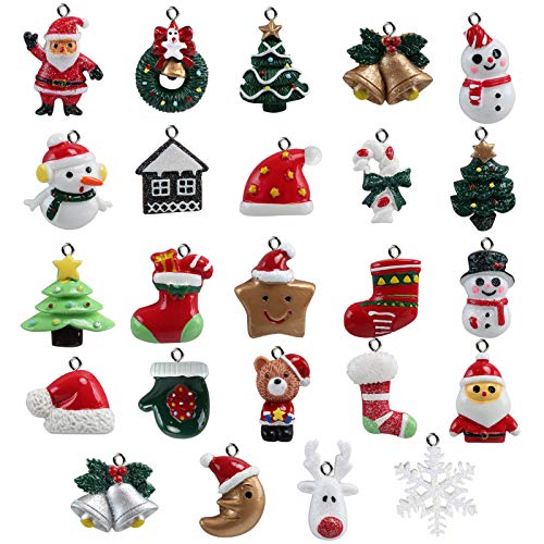 Naler 24 Colgantes Navideños Decoración de Árboles de Navidad Adornos de Navidad de Resina para Calendario de Adviento Manualidades