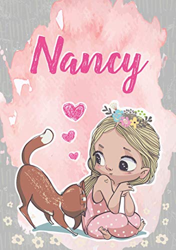 Nancy: Taccuino A5 | Nome personalizzato Nancy | Regalo di compleanno per moglie, figlia, sorella, mamma | Design: gatto | 120 pagine a righe, piccolo formato A5 (14.8 x 21 cm)