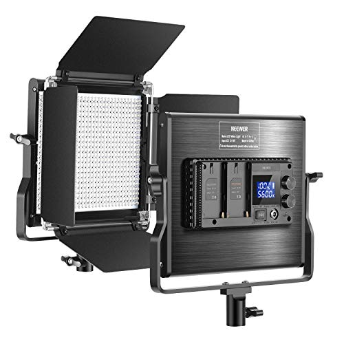 Neewer 660 LED Video Luz Regulable Bi-Color Panel Actualizado con Pantalla LCD Estudio, Fotografía, Video de Youtube, 660 Bombillas CRI 96+, Metal Duradero con Soporte U y Barndoor