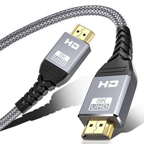 NEWDERY HDMI Cable 8K 2.1-4M, 8K@60HZ | 4K@120HZ | Alta Velocidad 48 Gbps, Compatible con HDTV/Fire TV / PS5 / Xbox/PC/Proyector, Soporte 3D / 8K UHD/HDCP 2.2 - Gris
