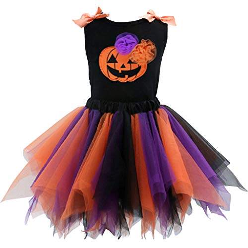 Niña Halloween Vestido Conjunto de Vestido, Calabaza Chaleco y Falda de Tul Disfraz Trajes 2-3 Años