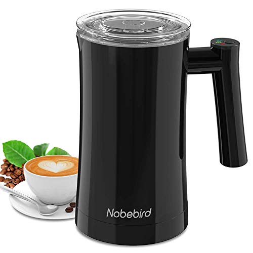 Nobebird Espumador de Leche, Vaporizador de Leche Eléctrico de Hacer Leche Fría y Caliente, Espumador y Calentador de Leche Automático para Café, Bombones Calientes, Café con Leche, Capuchino, Negro