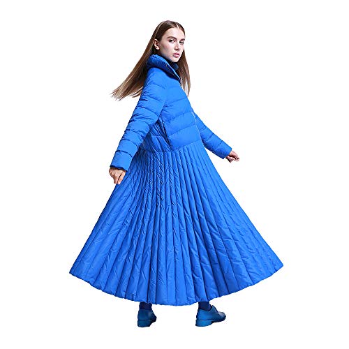 Nuevo   2019   otoño e Invierno Estilo de Falda Larga Chaqueta de Mujer Abrigo de diseño Especial Azul más tamaño Parkas Femenino y Casual cálido 7XL