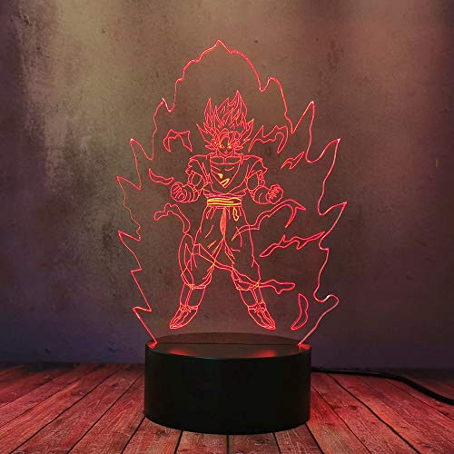 Nuevo Japón Anime Comic LED 3D Iluminación lámpara de mesa Dragon Ball Super Saiyan Dios Hijo Goku ira lava noche luz USB 16 Color Brillo dormitorio decoración acrílico niño vacaciones mejor recuerdo