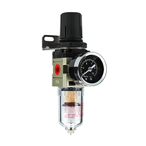 Nuevo Separador de agua Reductor de presión Regulador de aire comprimido para compresor de aire comprimido, filtro de 1/4 pulgada Nuevo Separador de agua Reductor de presión Regulador de aire comprimido para compresor de aire comprimido, filtro de 1/4 pulgada
