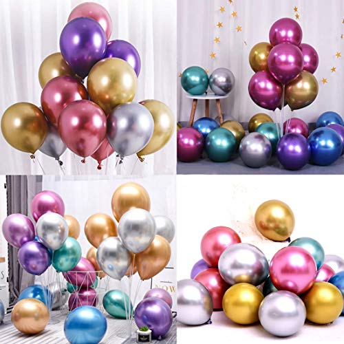 O-Kinee Globos de Fiesta de Diversos Colores, 50 Piezas Globos Metalizados para Cumpleaños, Fiestas, Bodas, Propuestas, Reuniones y Otras Celebraciones