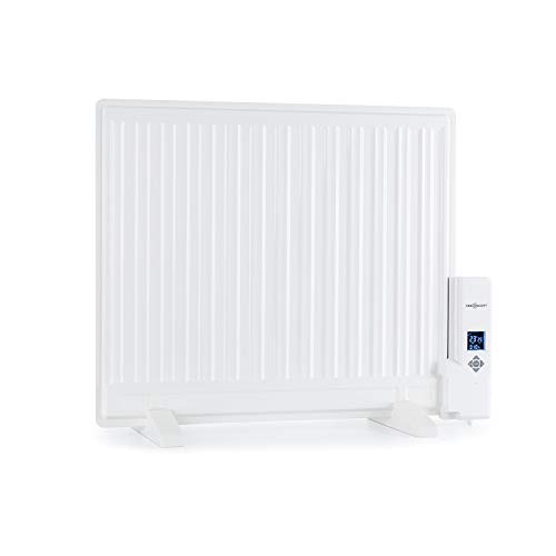 Oneconcept Wallander - Radiador de aceite, Termostato regulable, Cleverheat, Pantalla LED, Recalentamiento, Programable, Protección sobrecalentamiento, Móvil/Pared, 2 patas, 600 W, Blanco