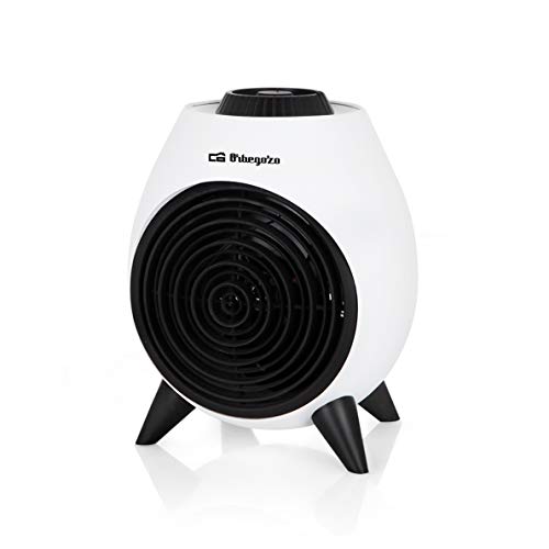 Orbegozo FH 5037 Calefactor eléctrico con termostato regulable, 2000W de potencia, 2 posiciones de calor y función ventilador de aire frío, Negro