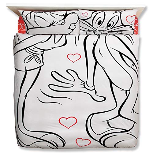 Original Juego de Funda de Edredón, diseño de Bugs Bunny y Lola Amor Blanco, Para Cama Doble, 100% algodón, 4 Piezas (funda de edredón + sábana ajustable + 2 funda almohada) Original Juego de Funda de Edredón, diseño de Bugs Bunny y Lola Amor Blanco, Para Cama Doble, 100% algodón, 4 Piezas (funda de edredón + sábana ajustable + 2 funda almohada)